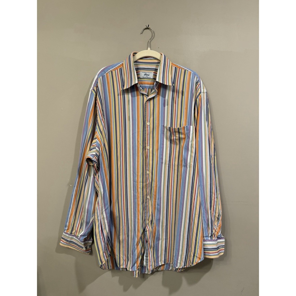 Brioni Colorful Stripe‎ Men's Button Up Shirt Size Large